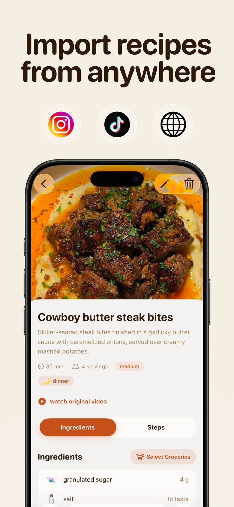 Recipal import — import recipes from anywhere