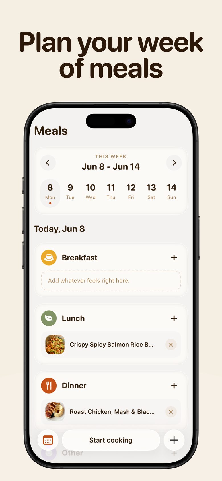 Recipal meal planner — plan your week of meals